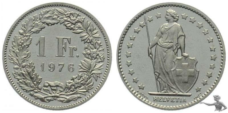 1 Franken 1976 | Prachtstück aus Kursmünzensatz !!!
